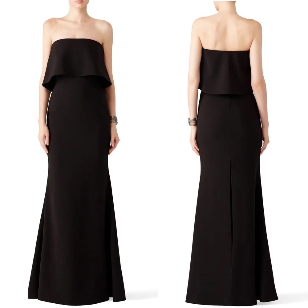 Likely "driggs" strapless gown in black